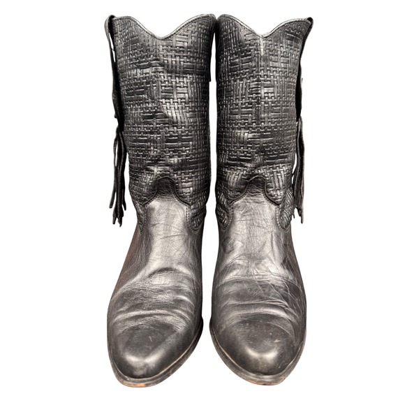 Laredo Black Leather Western Fringe Boots Womens Size 8 Made in USA - Picture 4 of 7